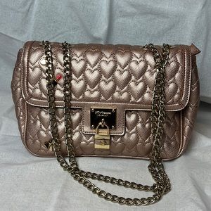 Pink quilted heart Betsy Johnson purse